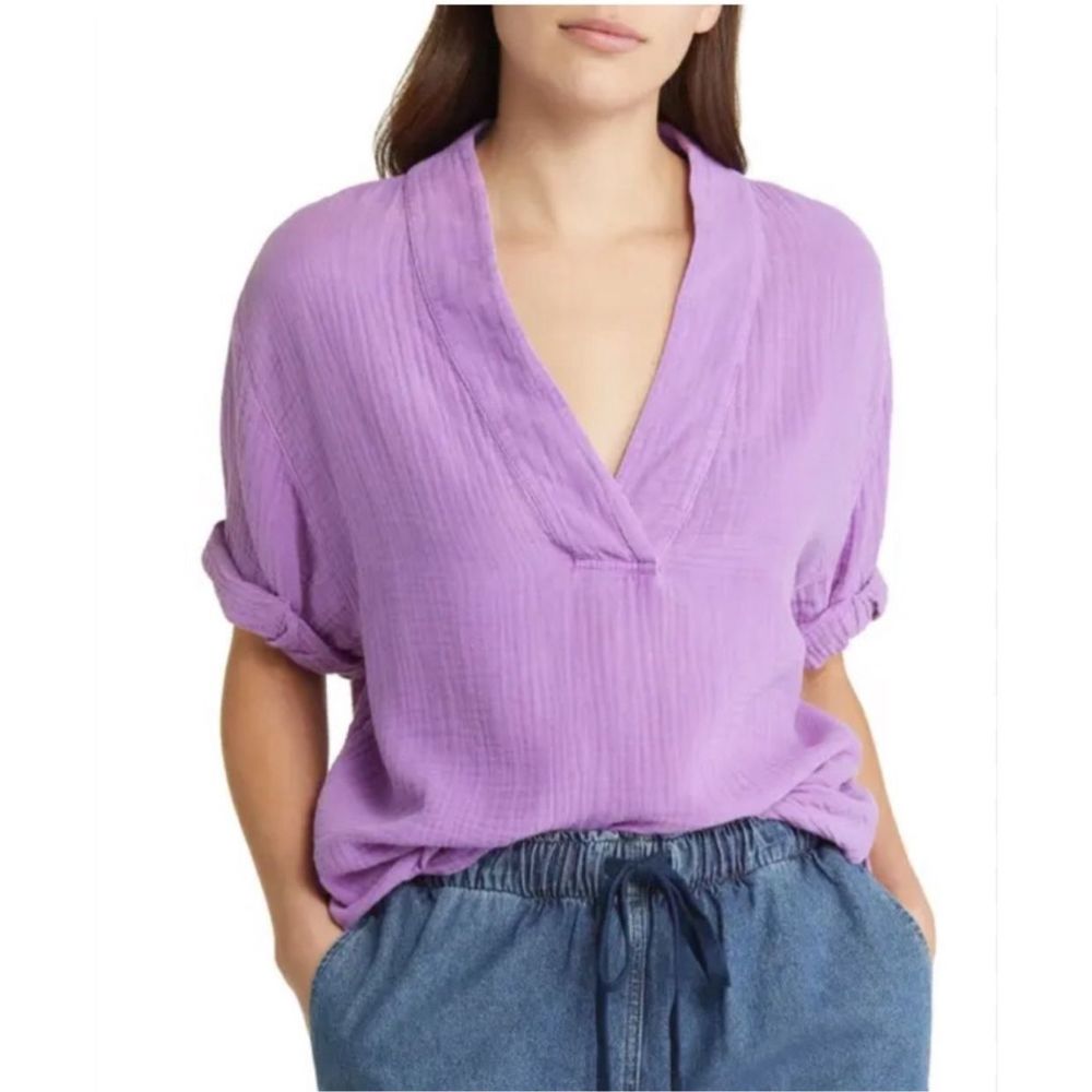 Xirena Avery Cotton Gauzy Classic Top Purple Size S